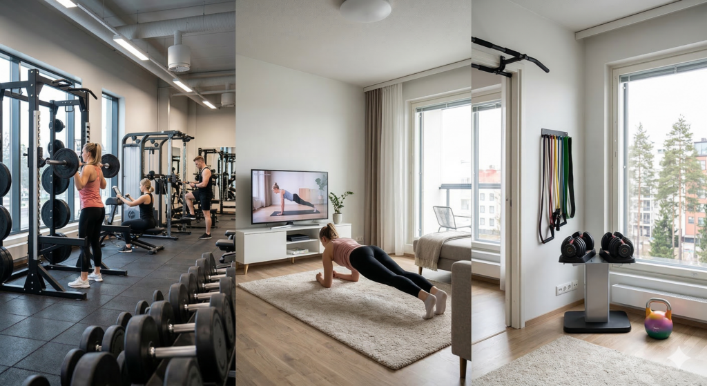 Kuntosali, olohuoneen matto vai jotain siltä väliltä? Löydä itsellesi sopivin tapa treenata